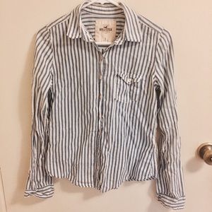 Hollister - Blue&White Stripe Long-Sleeves Shirt