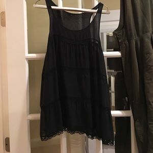 Theory black a line tank blouse