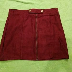 Burgundy faux suede skirt