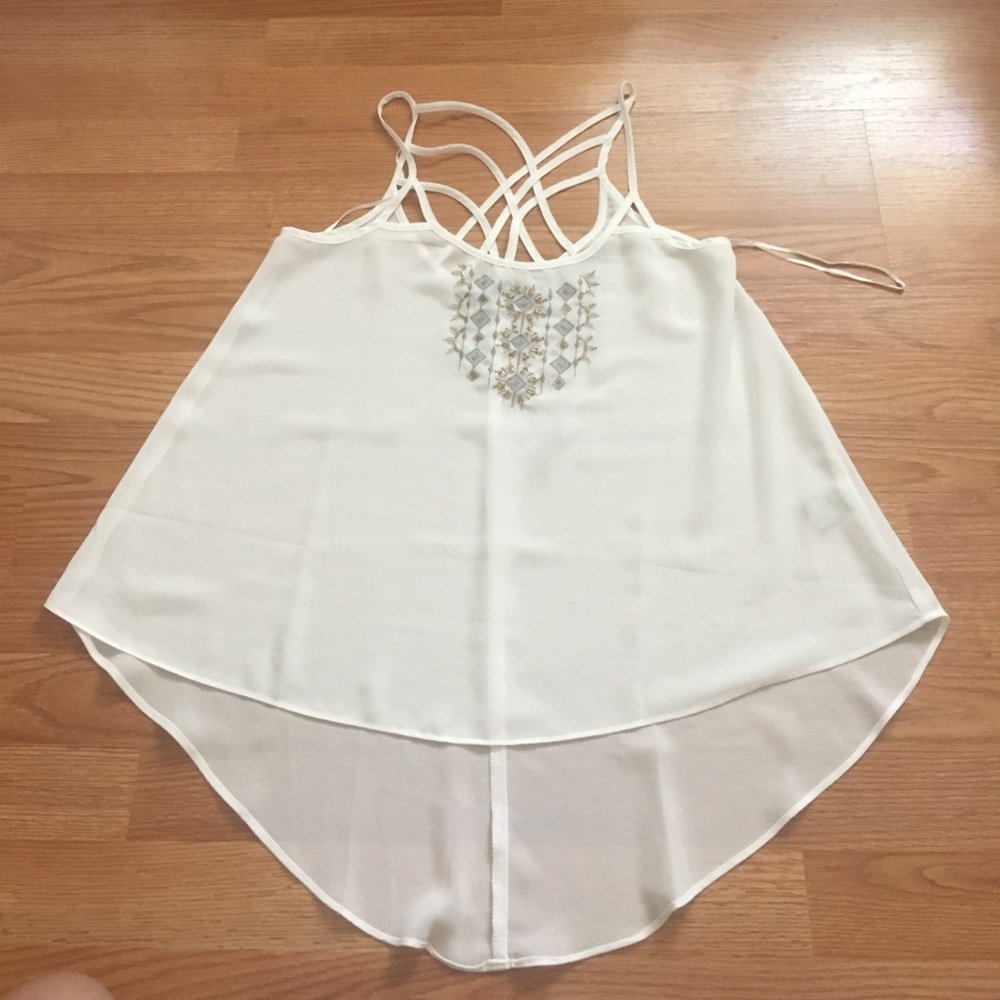 White spaghetti strap cercico tank top