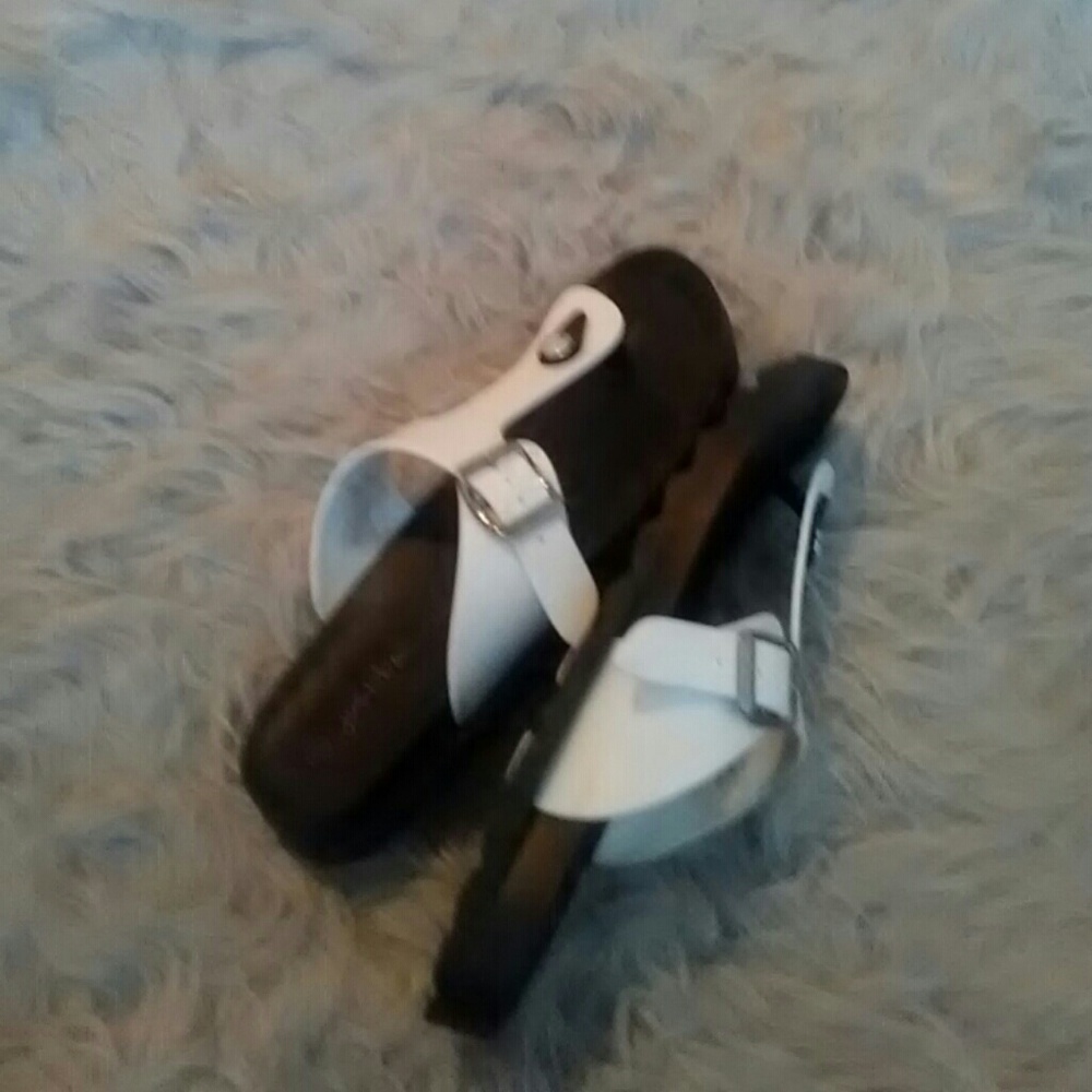 Black and white sandals