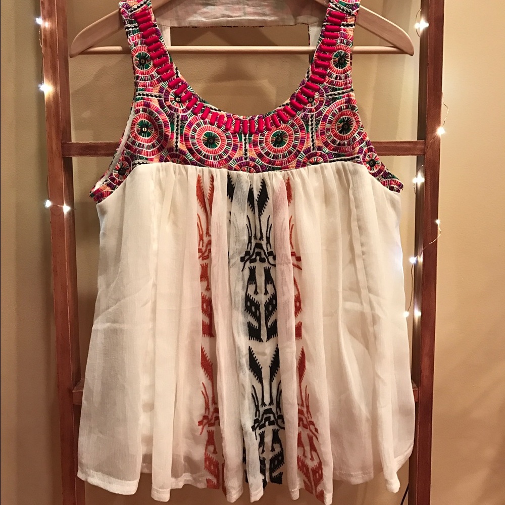 Beautifully Detailed Flowy Tribal Tank