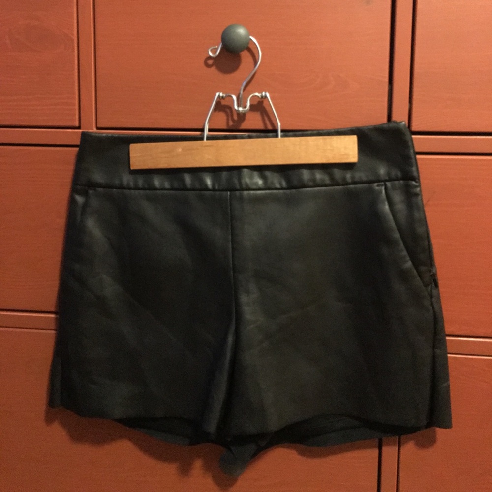 Express High Rise Faux Leather Shorts