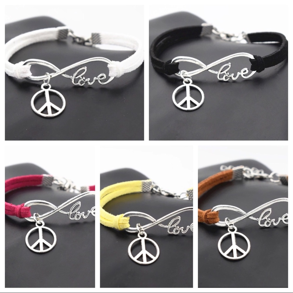 Love Peace Leather Bracelet