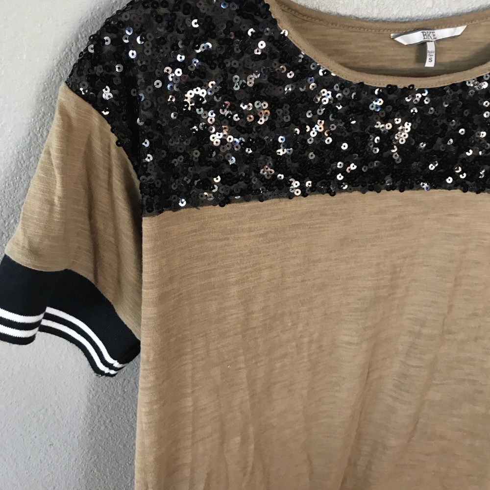 Olive Green Top with Black Sequins