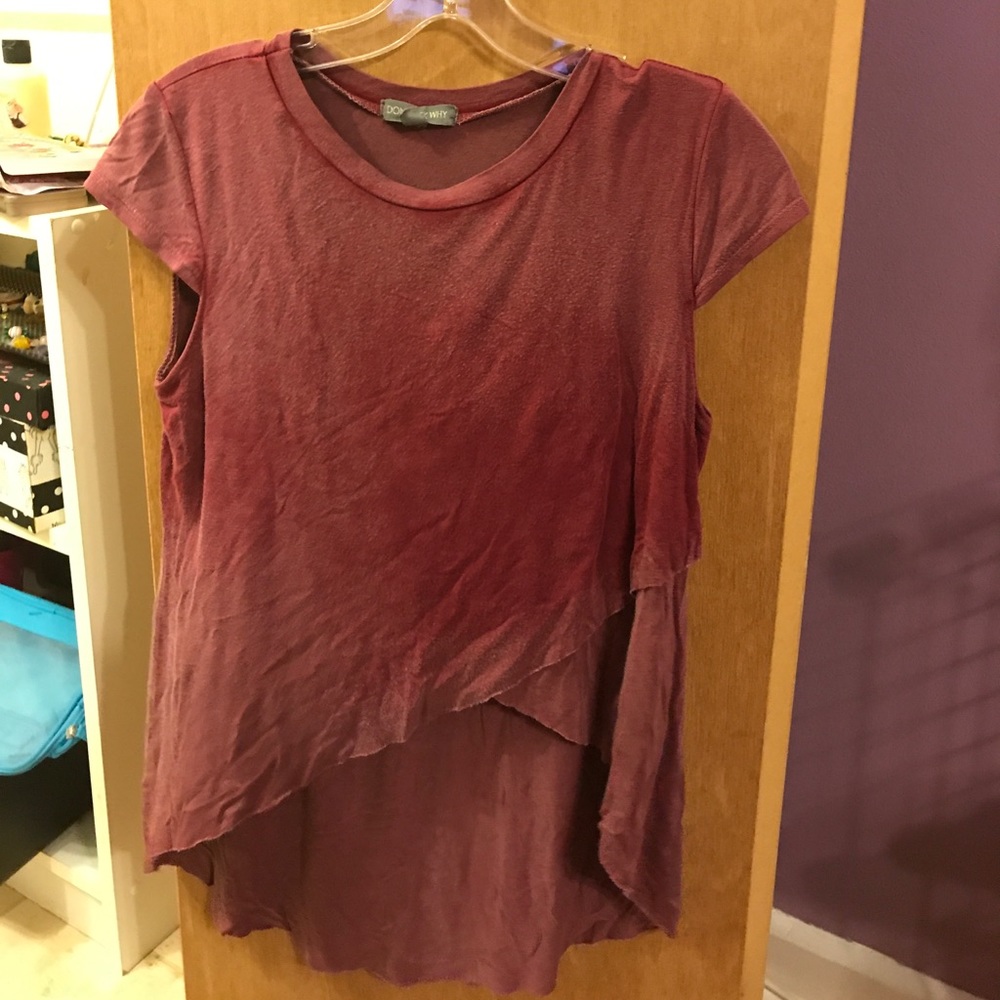 Don't ask why red crop front shirt