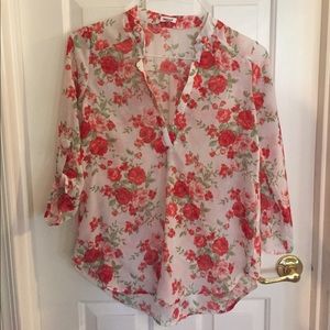 Floral long v neck blouse