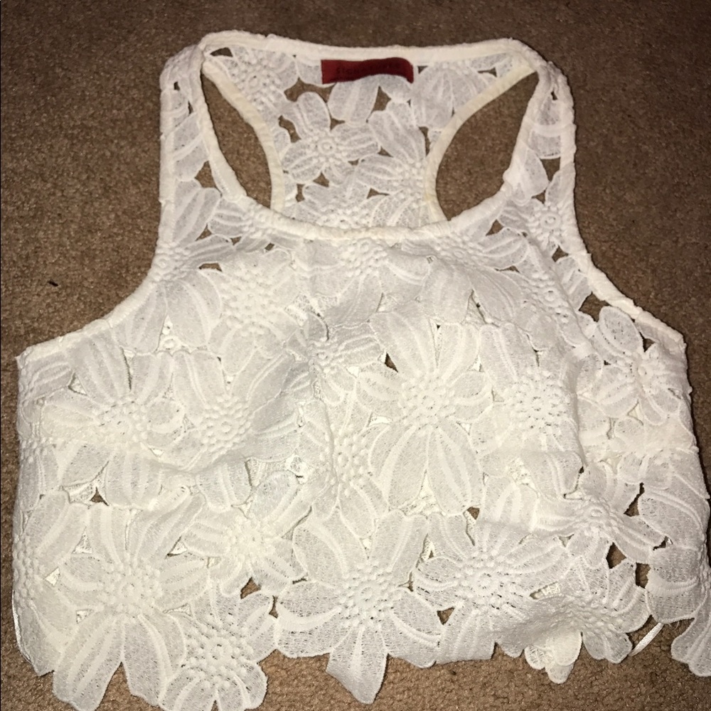 White flower crop top