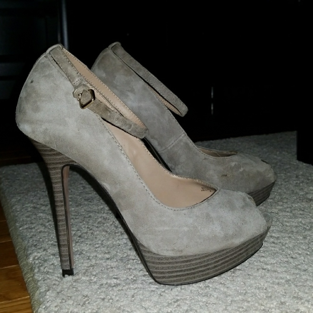 Zara gray suede platform sandals 36