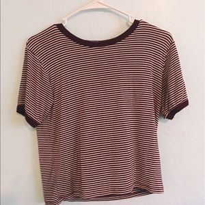 Maroon and white striped t-shit