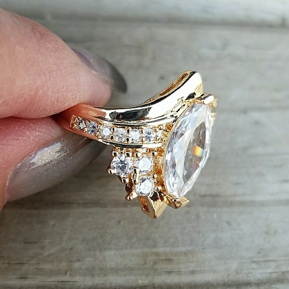 Gold Party Ring with Sterling Silver Stamp - Picture 2 of 2