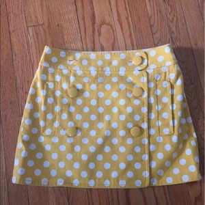 J crew yellow polka dot skirt size 2