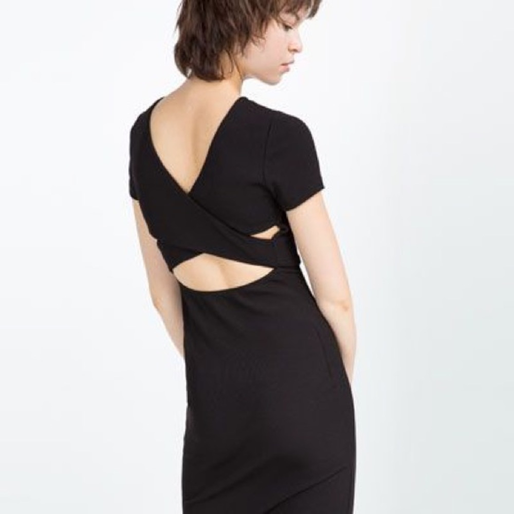 Zara Black Criss Cross Form-fitting Mini Dress