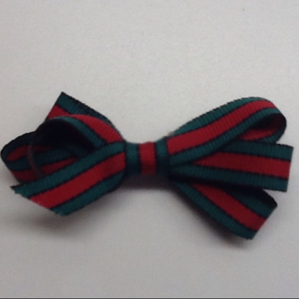 Red, Green & Black Designer Toddler Ribbon Hairbow