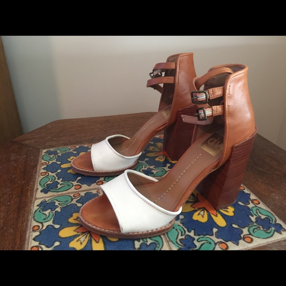 Two-toned Dolce Vita ankle strap heeled sandals.