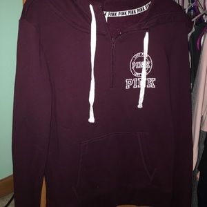 Maroon PINK hooded quarter zip