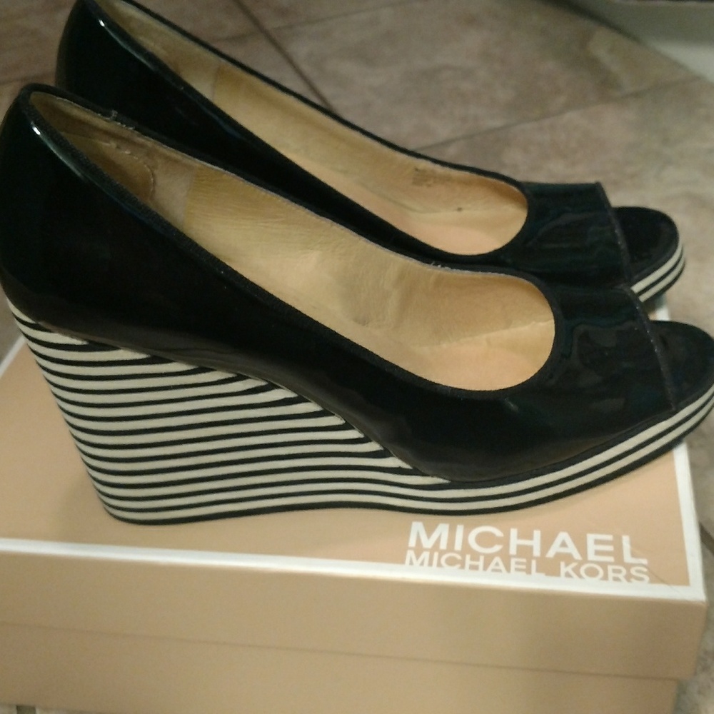 Michael Kors Black Patent Wedges