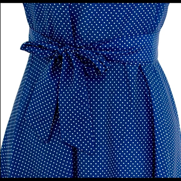 Blue and white polka dot dress in a line form - Picture 4 of 5