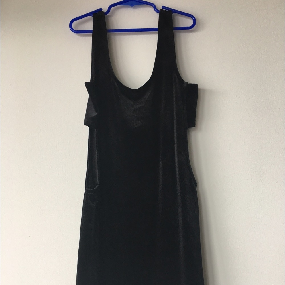 Nasty Gal black velvet cutout shift dress