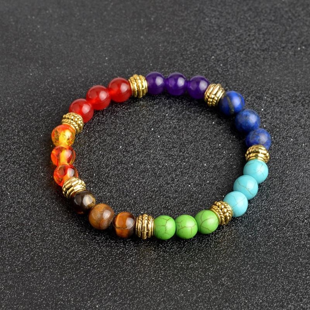 Gold 7 Colored Chakra Bracelet
