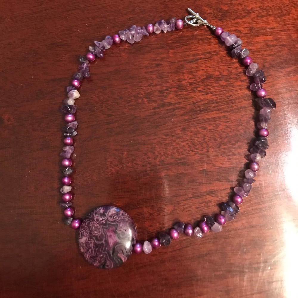 Purple Stone Beaded necklace