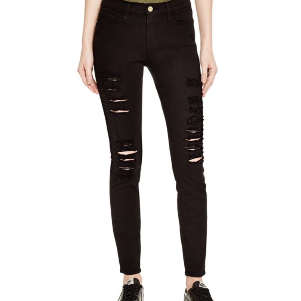 Frame Le Skinny de Jeanne Ripped Jeans in Black