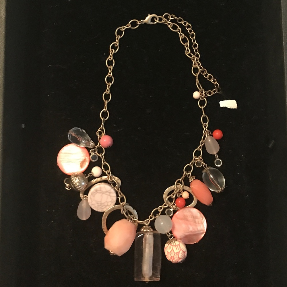 Gold with peach color design necklace
