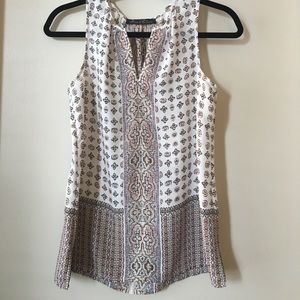 Patterned split neck tank top