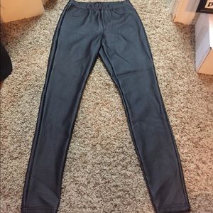 Black leather leggings