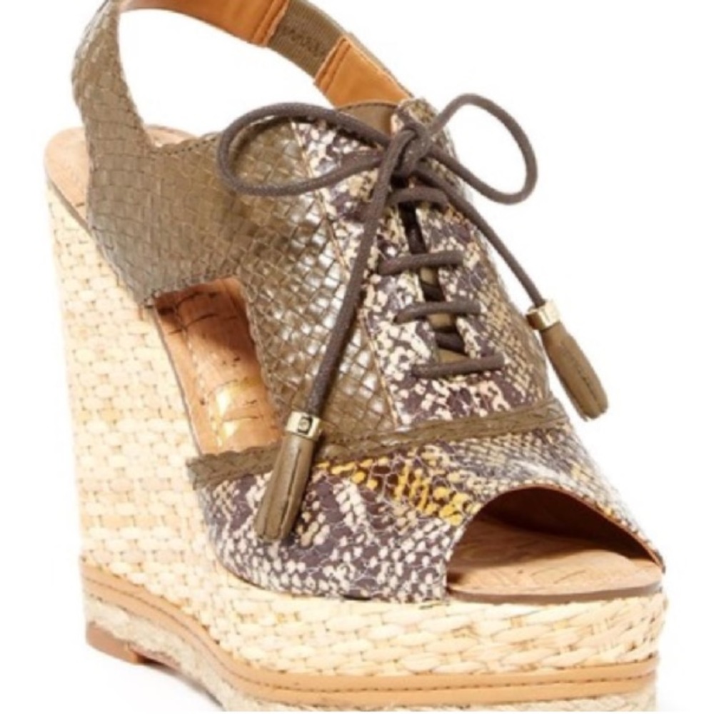 Sam Edelman laceup snakeskin wedges