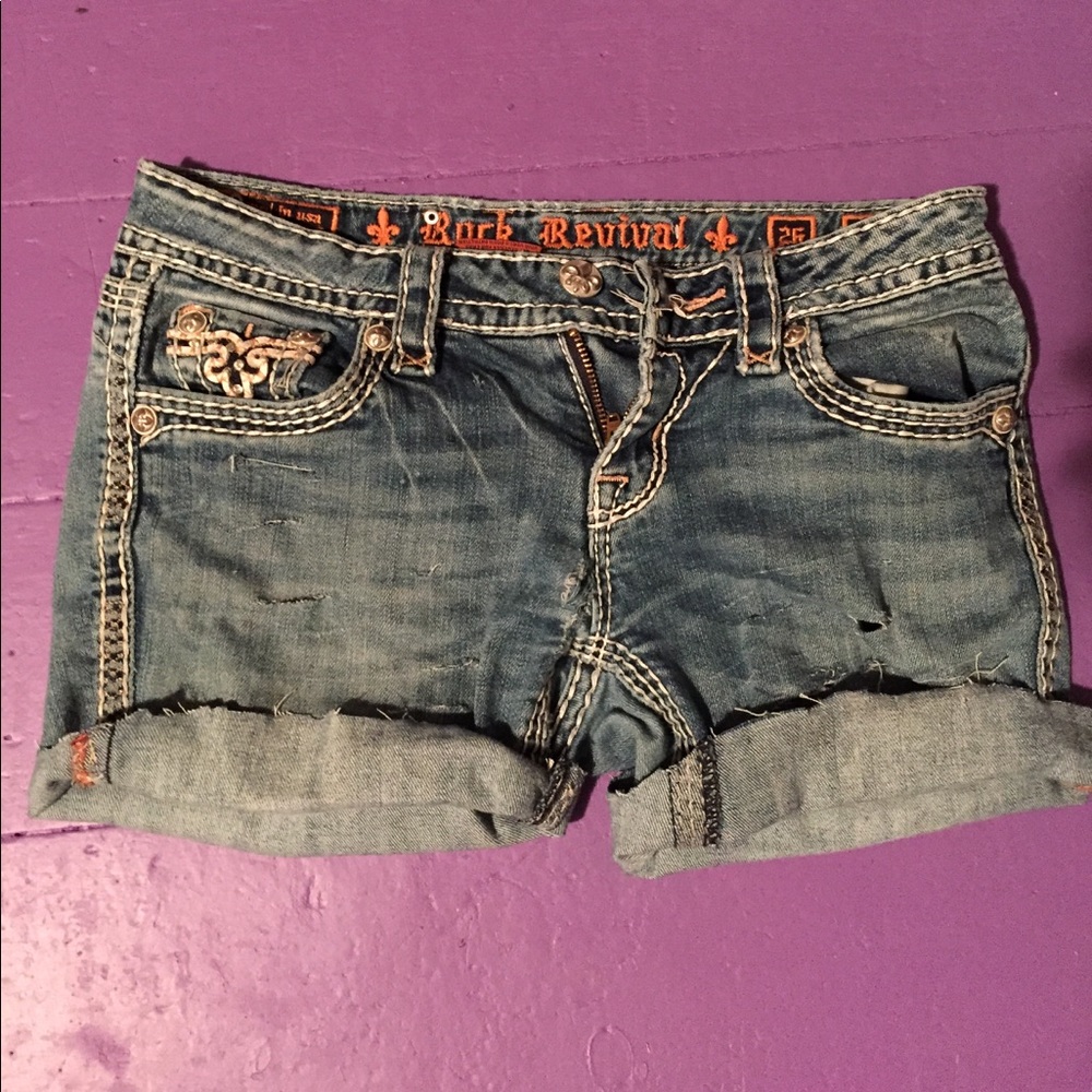 Rock revival jean shorts
