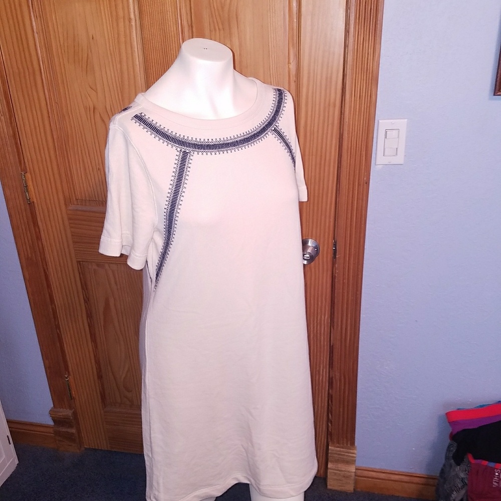NWT Cream & navy casual dress or swim cover up