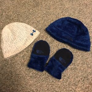 Toddler beanie hats with matching mittens
