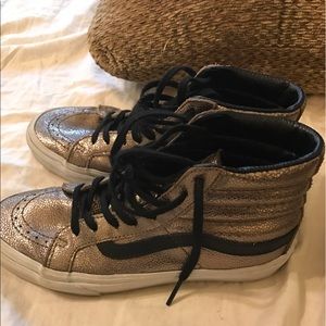 Vans size 6 gold metallic high top