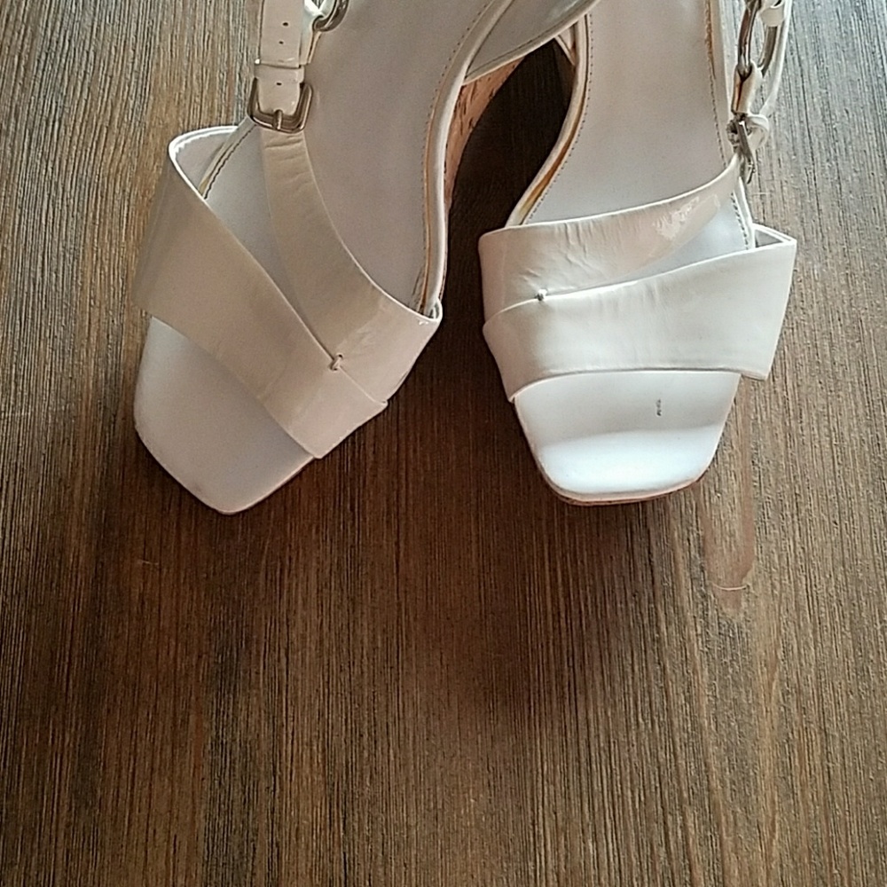 White patent leather sandals