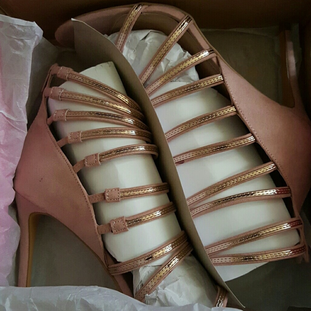 Metallic-Trim Strappy Dress Sandals