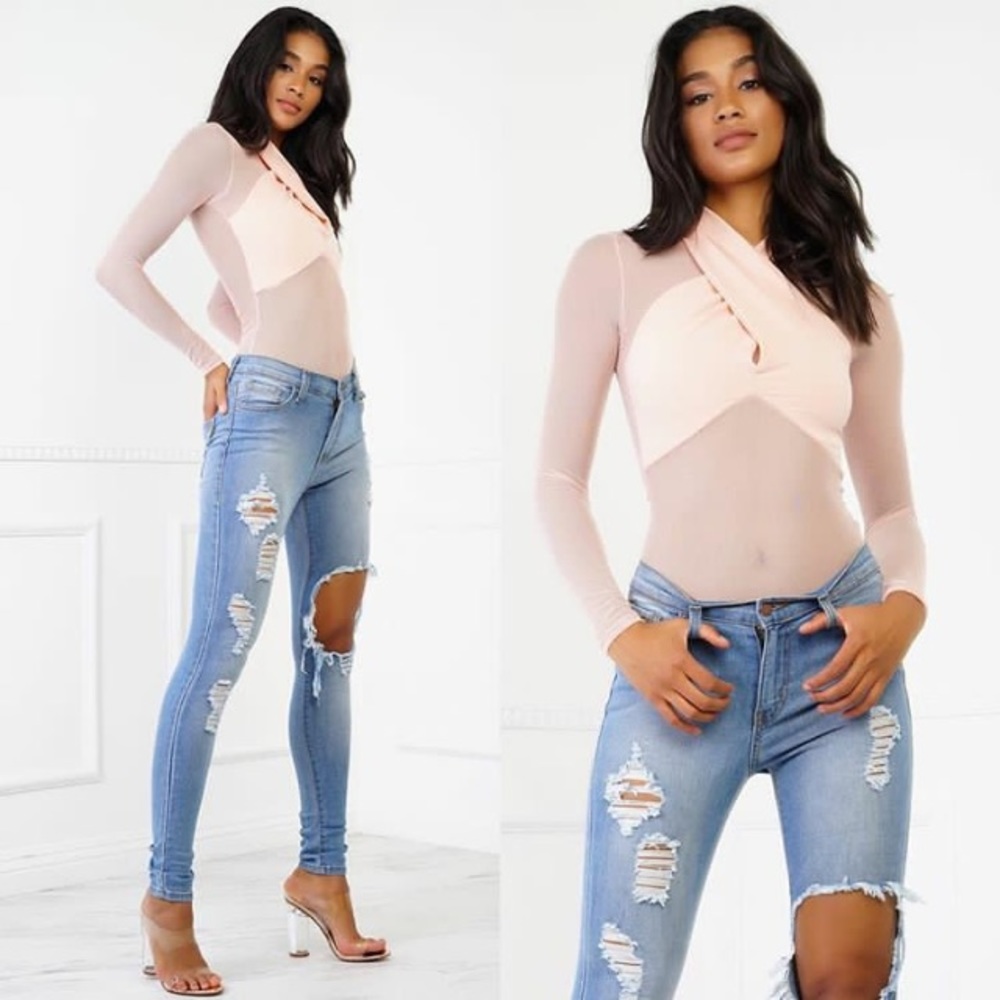 🎉HP🎉 "Skye" Cross mesh bodysuit