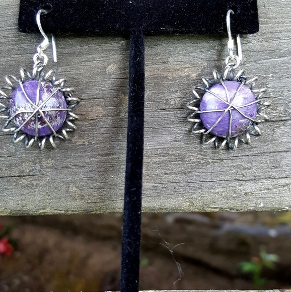 SOLD Charoite earrings - Picture 5 of 8