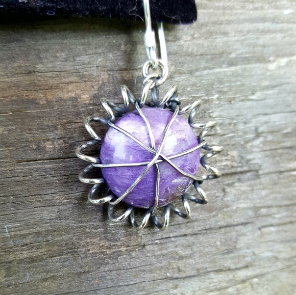 SOLD Charoite earrings - Picture 6 of 8