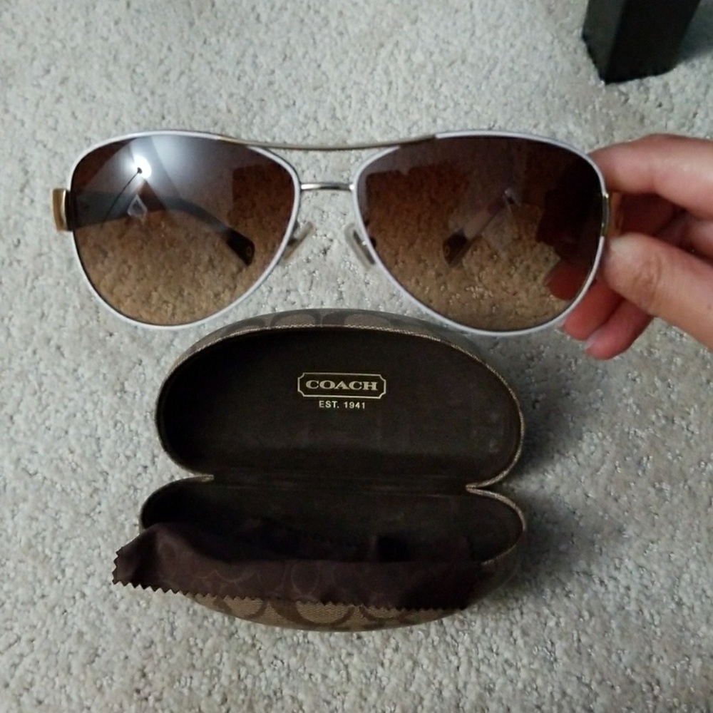 Women Coach white aviators . AUTHENTIC