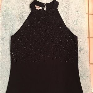 Sleeveless Sequined Black Top
