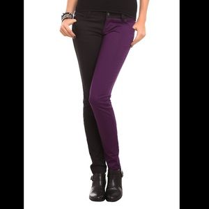 Split jeans purple and black
