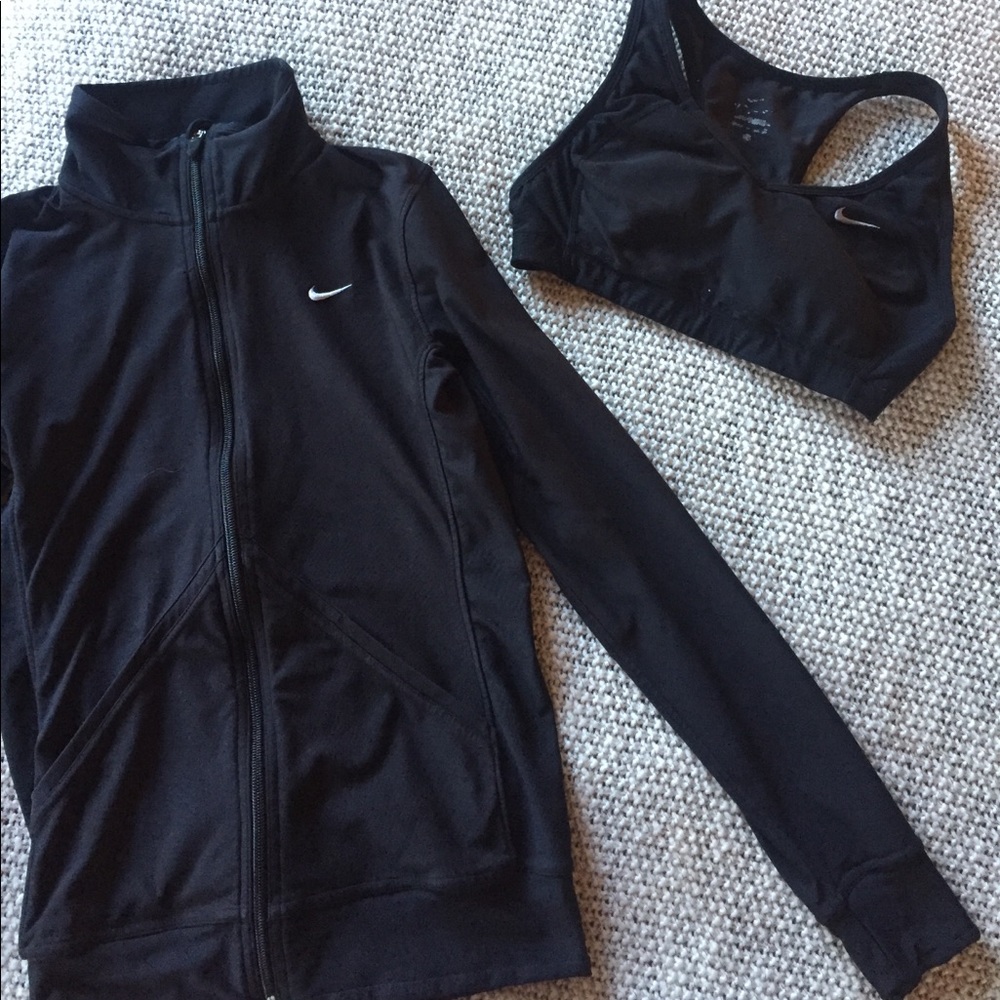 Nike zip jacket and Nike sports bra