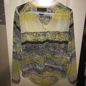 Yellow animal print blouse Kardashian Kollection