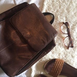 Brown Leather Mini Back Pac/ Satchel Bag