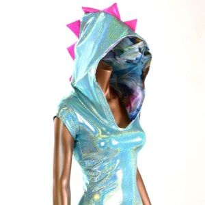 Coquetry Seafoam Holographic Smoke Hood Romper