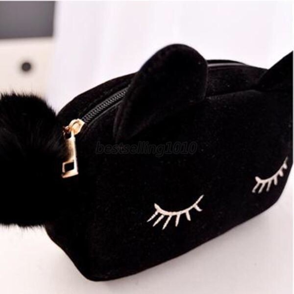 Black cat makeup bag