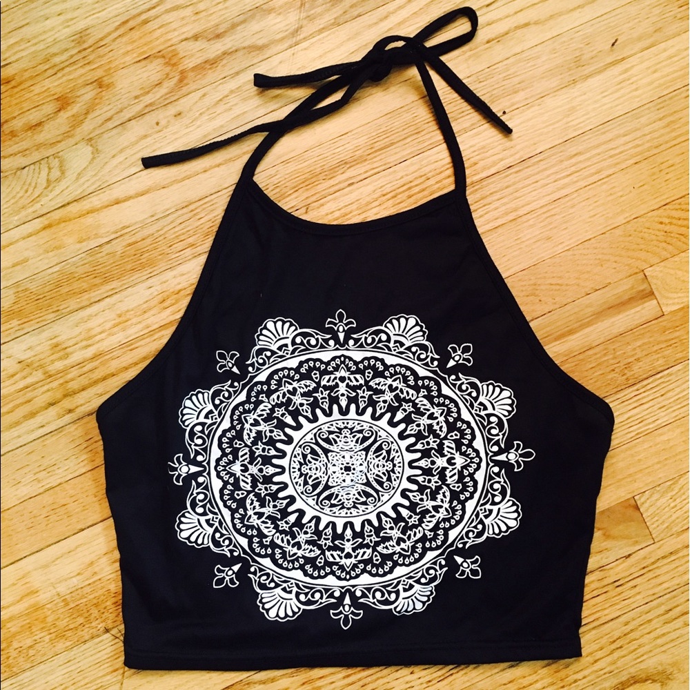 Mandala Print Halterneck Crop Top
