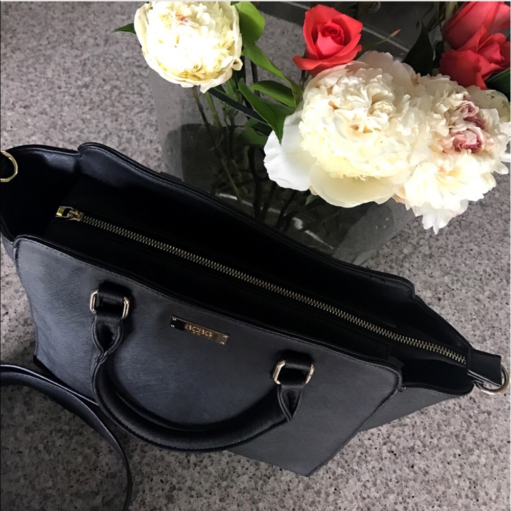 BCBG Paris black handbag with gold hardware