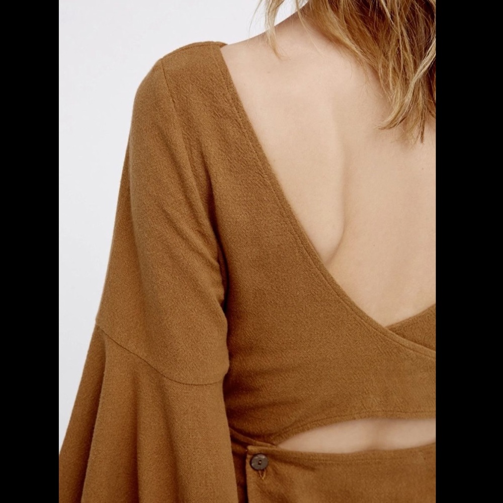 Free People rust Open Midriff Wrap Bell Sleeve S - Picture 5 of 5